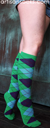 Sock It To Me Avocado Knee High Green Argyle Socks