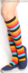 Sock it to Me Warm Multicolor Striped Knee High Sock