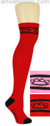 Sourpuss Brass Knuckles OTKs - Over the Knee Socks Red