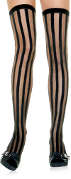 Sheer and Opaque Vertical Stripe Stockings