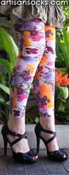 Violet Love Spoil Me Floral Print Leggings / Footless Tights