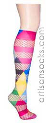 Mix Fishnet Rubix Cube  Knee Highs