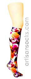 Violet Love Spoil Me Flower Print Knee High Stockings / Trouser Socks