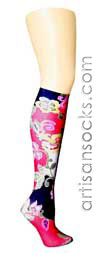 Violet Love Sweet Melon Floral Print Knee High Stockings / Trouser Socks