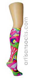 Violet Love Rainbow Bright Floral Knee High Stockings / Trouser Socks
