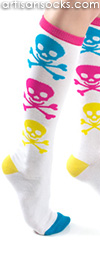 Neon Skull and Crossbones Knee High Socks