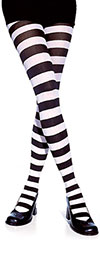 Wide Striped Tights in Black and White