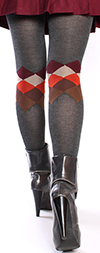 Charcoal with Argyle at Calf Sweater Knit Tights