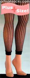 Black Plus Size Fishnet Leggings with Small Pothole Details