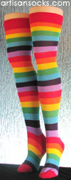 Rainbow Striped Over the Knee Socks - OTK