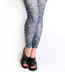 Plus Size Slate Gray Footless Tights with Black Lace Print