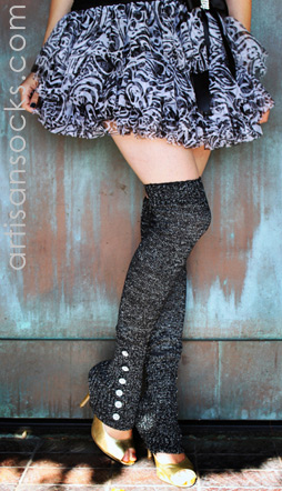 Black & Silver Extra Long Leg Warmers with Rhinestones