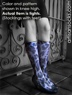 Celeste Stein Blue Cheetah Print & Denim Look Tights