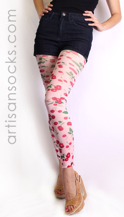 Cherry Leggings - Footless Tights