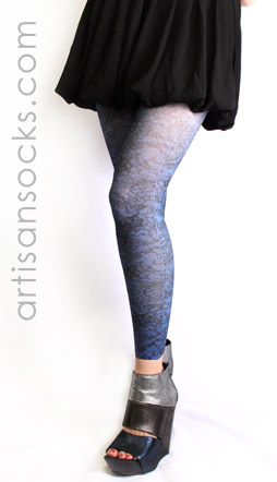 Semi-Opaque Lace Print Plus Size Leggings