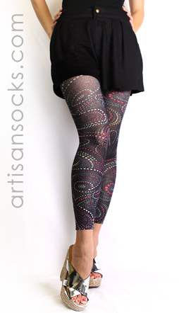 Multicolor Paisley Dots on Brown Leggings