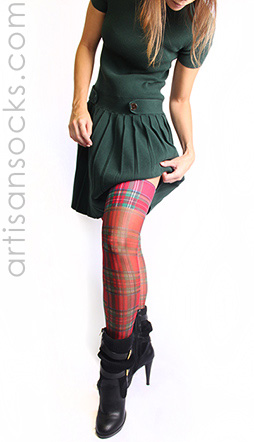 Sheer Red Plaid Thigh Highs