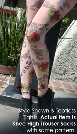 Celeste Stein Old English Tattoo Print Knee High Stockings