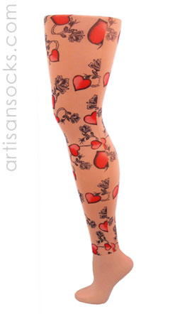 Celeste Stein Tattoo Print Leggings with Heart Pattern