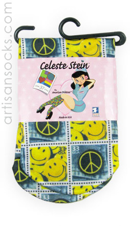 Peace and Happy Face Stamps Ankle Socks