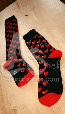 Dieselsweeties Life Meter Pixel Heart Print Cotton Knee High Socks