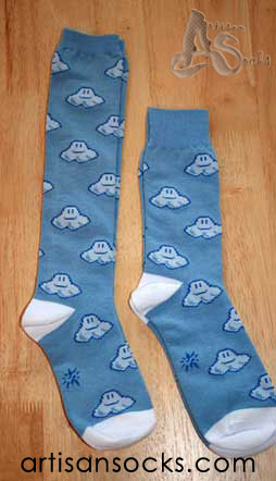 Dieselsweeties Pixel Cloud Novelty Fun Cotton Knee High Knee Socks