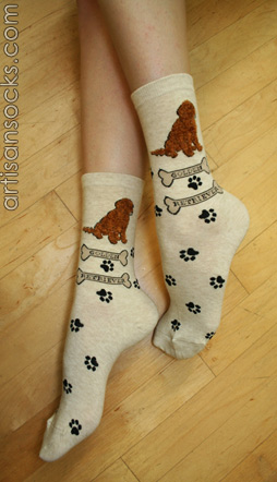 K. Bell Oatmeal Golden Retriever Crew Socks