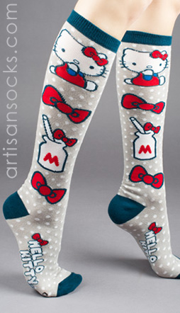 Hello Kitty Knee High Socks with Polka Dots