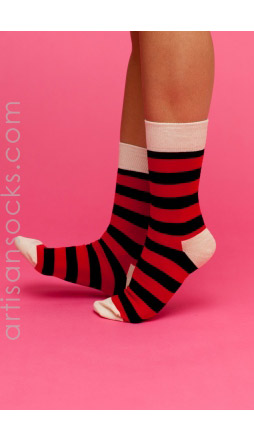 Happy Socks Red & Black Striped Socks