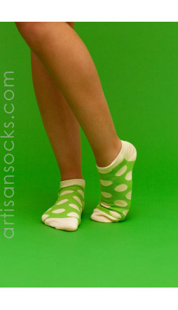 Happy Socks Low Big Dots - Green Dotted Anklet Socks