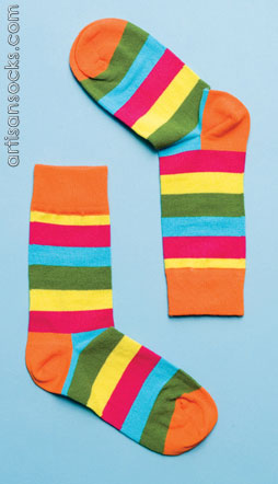 Happy Socks Stripe Striped Cotton Crew Socks: Vivid Multi Colors