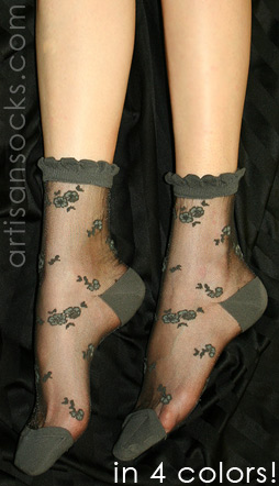 Japanese Mixed Translucent Floral Silk Stockings