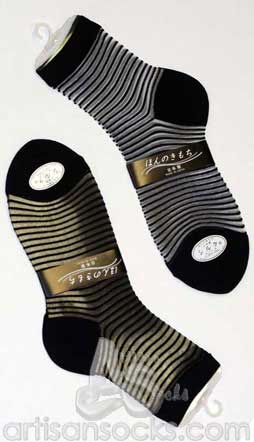 Japanese Silk Striped Mini Crew Socks