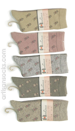 Japanese Flower Angora / Wool Casual Crew Socks