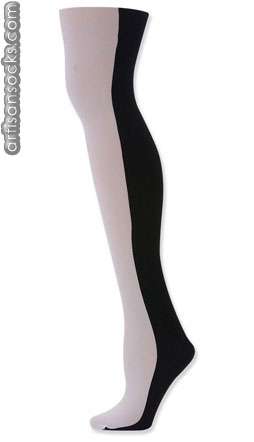 K. Bell Two Tone Tight - Black and White Nylon Stockings