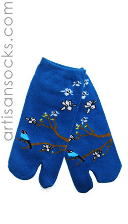 K. Bell Birds On Tree Tabi - Single Toe Socks