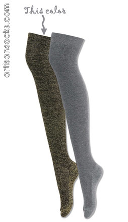 K. Bell Black / Gold Knit Metallic Over The Knee Socks