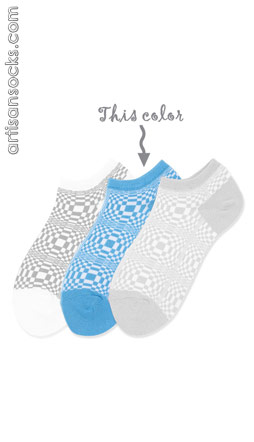 K. Bell Op Art Blue Geometric Print Cotton Footies