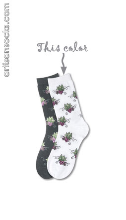 K. Bell Grape Clusters White Crew Socks