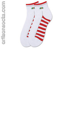 K. Bell Holly Berry Quarter Socks - White Cotton Socks