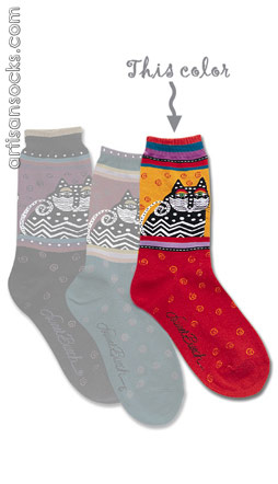 Laurel Burch Red Polka Dot Cat Socks