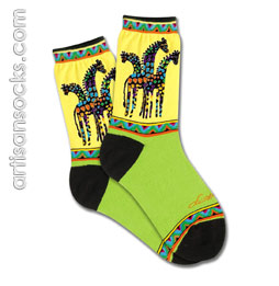 Laurel Burch Rainbow Giraffes Socks