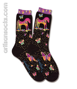 Laurel Burch Mythical Mares Crew Socks