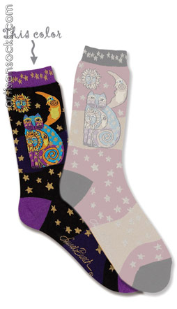 Laurel Burch Celestial Cat Black Socks