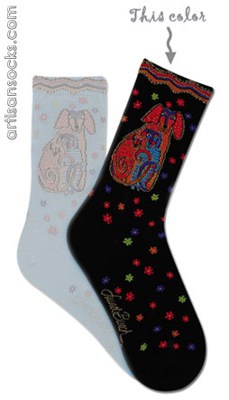 Laurel Burch Canine Family Black Socks