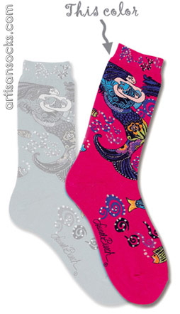 K. Bell Sea Goddess Fuchsia Crew Socks