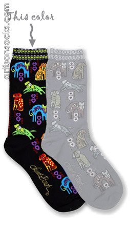 Laurel Burch Dog Portraits Black Socks