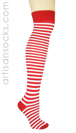 K. Bell Over the Knee Stripe- RED/WHITE