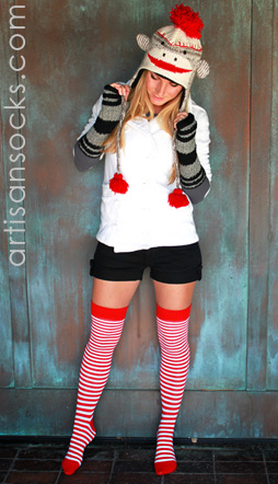 Fleece Lined Animal Beanie: Cute Sock Monkey Hat