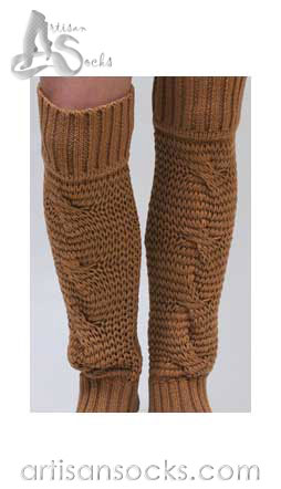 Lara Kazan Spring Legs Cotton Gold Loose Knit Leg Warmers